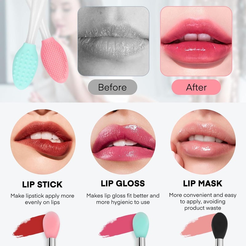 Unaone Lip Scrub Brush - 3 PCS Dual-ended Lip Scrubber Exfoliator and Silicone Lip Brush, 2-in-1 Silicone Lip Scrub Tool Lip Mask Applicator, Gentle Exfoliator & Applicator for Soft - Image 4